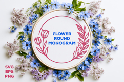 Flower Round Monogram SVG. Floral Wreath Frame SVG Product Image 2