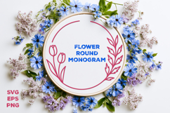 Flower Round Monogram SVG. Floral Wreath Frame SVG Product Image 2