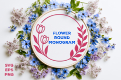 Flower Round Monogram SVG. Floral Wreath Frame SVG Product Image 1