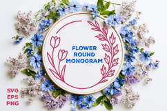 Flower Round Monogram SVG. Floral Wreath Frame SVG Product Image 1