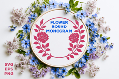 Flower Round Monogram SVG. Floral Wreath Frame SVG Product Image 1