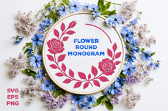 Flower Round Monogram SVG. Floral Wreath Frame SVG Product Image 1