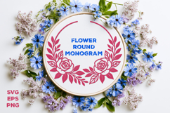 Flower Round Monogram SVG. Floral Wreath Frame SVG Product Image 1
