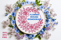 Flower Round Monogram SVG. Floral Wreath Frame SVG Product Image 1
