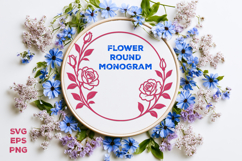 Flower Round Monogram SVG. Floral Wreath Frame SVG Product Image 1