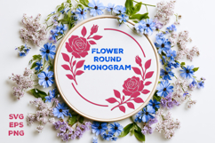 Flower Round Monogram SVG. Floral Wreath Frame SVG Product Image 1