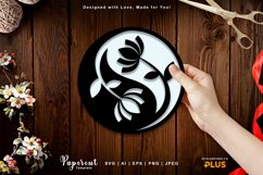 Water Lily Flower Yin Yang Symbol Papercut Product Image 1