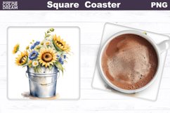 Sunflowers Square Coaster | Watercolor Sunflowers Coaster Product Image 1