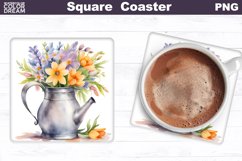 Wildflowers Square Coaster | Watercolor Flowers Coaster Product Image 1
