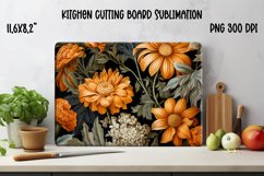 Orang flower kitchen cutting glass board PNG design