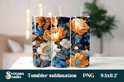Vintage flower tumbler sublimation wrap 20 Oz PNG design Product Image 1