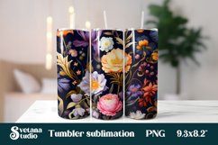 Vintage floral tumbler sublimation PNG wrap design Product Image 1