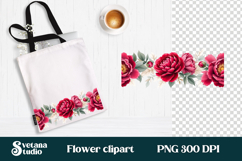 Peonies clipart PNG | Flower sublimation | Flower border PNG Product Image 1