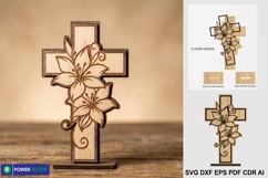 Floral Cross SVG | Holy Week &amp; Easter Cross Laser Cut File Product Image 1