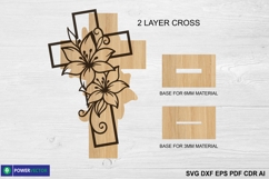 Floral Cross SVG | Holy Week &amp; Easter Cross Laser Cut File Product Image 2
