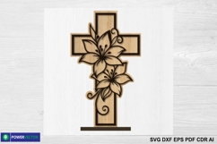 Floral Cross SVG | Holy Week &amp; Easter Cross Laser Cut File Product Image 3