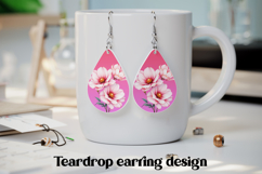 Pink flower teardrop earring PNG | Flower earring design Product Image 1