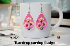 Pink flower teardrop earring PNG | Flower earring design Product Image 1