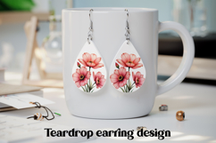 Pink flower teardrop earring PNG | Flower earring design Product Image 1