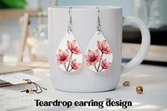 Pink flower teardrop earring PNG | Flower earring design Product Image 1
