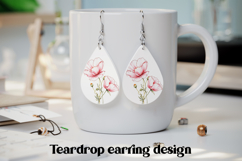Pink flower teardrop earring PNG | Flower earring design Product Image 1