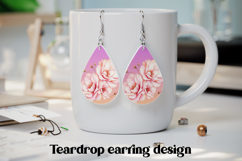 Pink flower teardrop earring PNG | Flower earring design Product Image 1