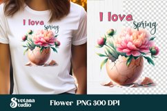 Peony flower clipart | Spring sublimation design Product Image 1