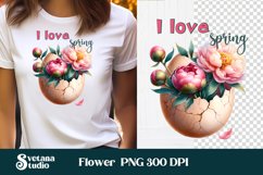 Peony flower clipart | Spring sublimation design Product Image 1