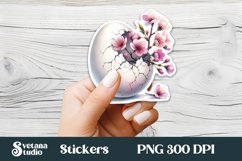 Floral Easter egg sticker | Spring printable clipart PNG Product Image 1