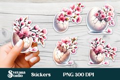 Flower egg Easter sticker, printable spring clipart PNG Product Image 1