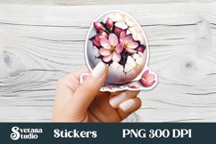Floral Easter egg sticker | Spring printable clipart PNG Product Image 1