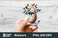 Floral Easter egg sticker | Spring printable clipart PNG Product Image 1
