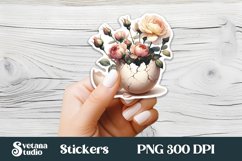 Floral Easter egg sticker | Spring printable clipart PNG Product Image 1
