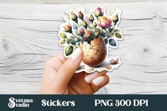 Floral Easter egg sticker | Spring printable clipart PNG Product Image 1