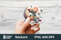 Floral Easter egg sticker | Spring printable clipart PNG Product Image 1