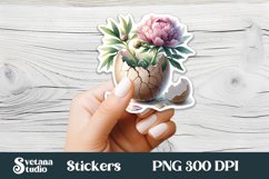 Floral Easter egg sticker | Spring printable clipart PNG Product Image 1
