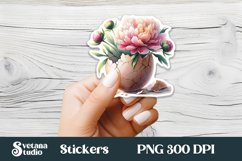 Floral Easter egg sticker | Spring printable clipart PNG Product Image 1
