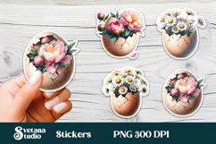 Flower egg Easter sticker, printable spring clipart PNG Product Image 1