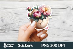 Floral Easter egg sticker | Spring printable clipart PNG Product Image 1