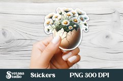 Floral Easter egg sticker | Spring printable clipart PNG Product Image 1