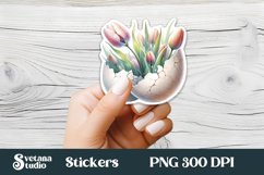 Floral Easter egg sticker | Spring printable clipart PNG Product Image 1