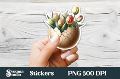 Floral Easter egg sticker | Spring printable clipart PNG Product Image 1