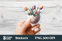Floral Easter egg sticker | Spring printable clipart PNG Product Image 1