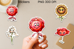 Groovy flower stickers printable | Whimsical flower stickers Product Image 1