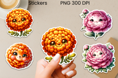 Groovy flower stickers printable | Whimsical flower stickers Product Image 1
