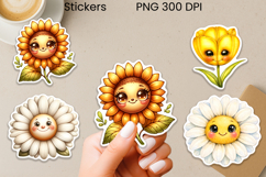 Groovy flower stickers printable | Whimsical flower stickers Product Image 1