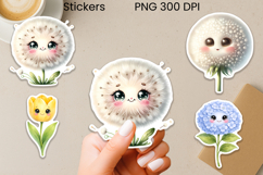 Groovy flower stickers printable | Whimsical flower stickers Product Image 1