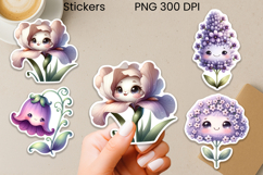 Groovy flower stickers printable | Whimsical flower stickers Product Image 1