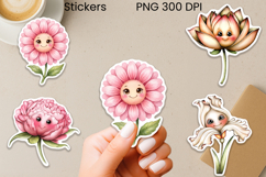 Groovy flower stickers printable | Whimsical flower stickers Product Image 1