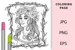 Pretty Flower Fairy or Elf Coloring Page Product Image 1